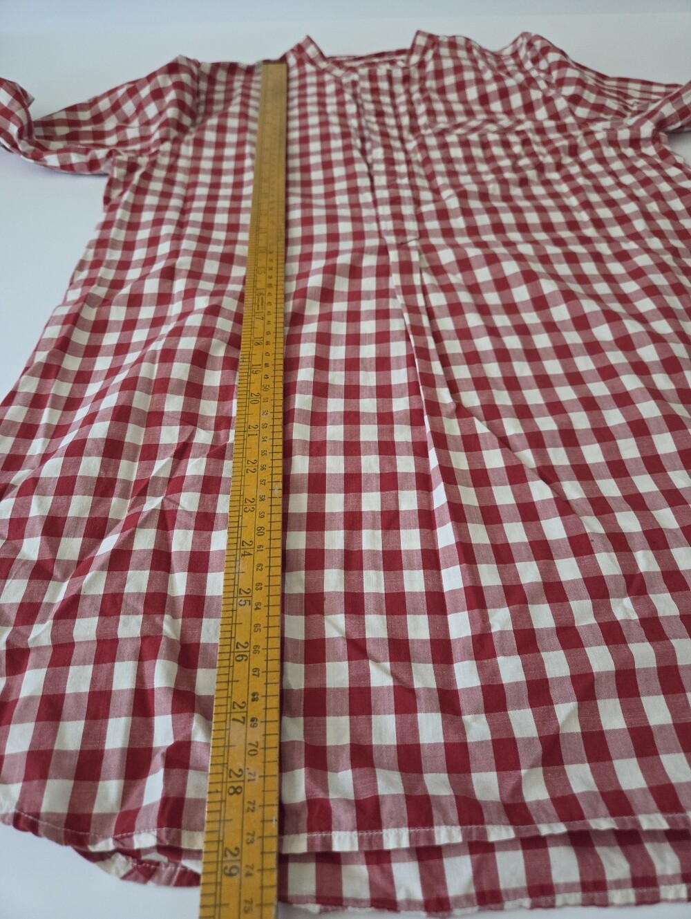 Red And White Gingham Cotton Tunic Shirt - Picture 9 of 15